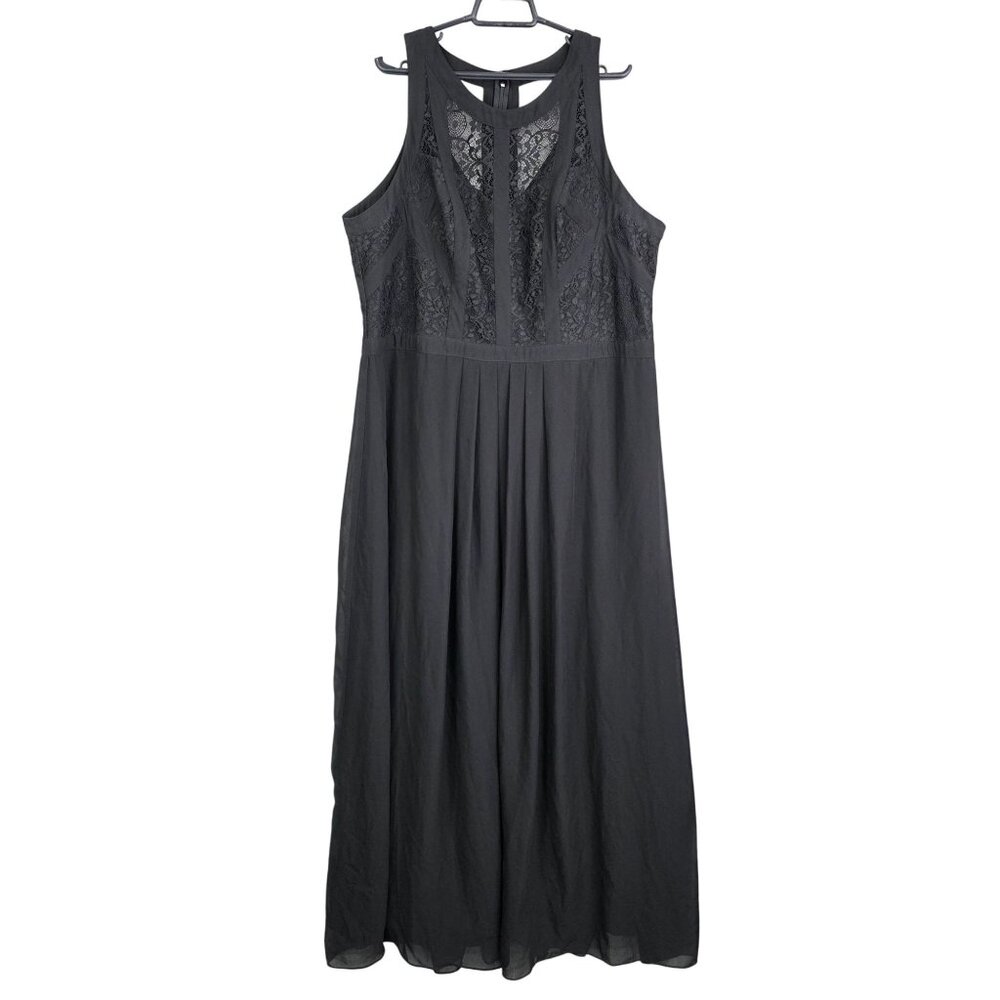 Womens Betsy & Adam Black Lace Overlay Dress Gown Sleeveless Polyester Size 16W